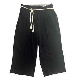 Autres Filles Women’s Pull On Wide Leg Cropped Pants Size Large Black Rope Belt